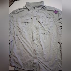 Alaskan Hardgear Shirt Mens 2XL XXL Gray Vented Snap Button Up Long Sleeve